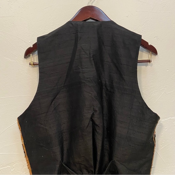 VINTAGE JUST FABULOUS SEQUIN LEOPARD ANIMAL PRINT SILK CAMP GLAM 80s VEST - Picture 10 of 16